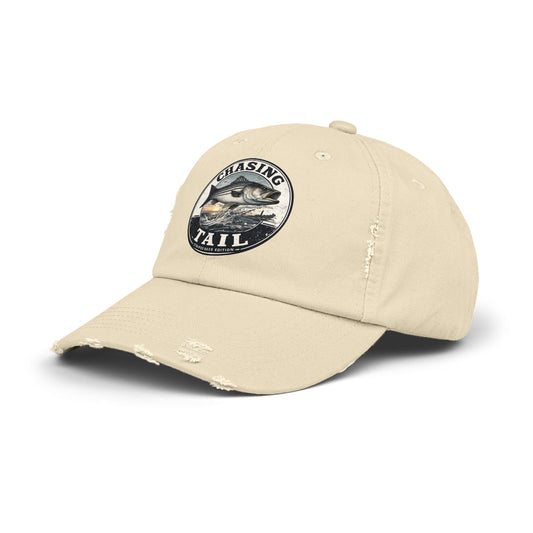 Chasing Tail Fishing Cap — Distressed Angler Baseball Hat