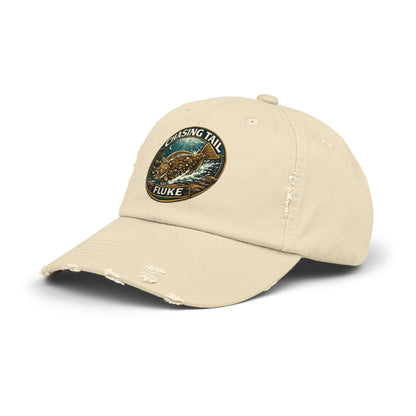 Chasing Tail Distressed Fishing Cap; Fluke Edition