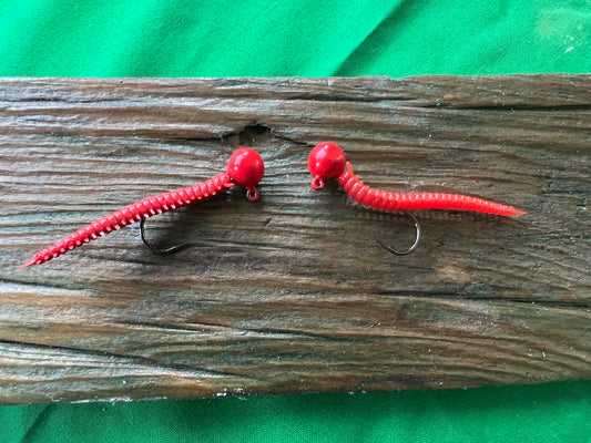 Two 2" Sandworm Jig with 25 Replacement Worms, AKA Cinder Worm